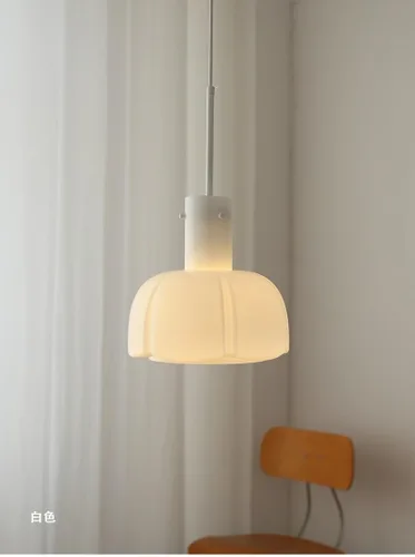 Vista 3 de Lámpara colgante de cristal retro, decoración rústica de casa de campo, lámpara colgante para comedor, dormitorio, sobre el fregadero, isla de Beige