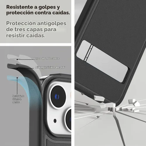 Vista 5 de Funda magnética para iPhone 14 Plus de 6.7 pulgadas (2022), soporte delgado con protector de pantalla compatible con Magsafe a prueba de golpes Negro