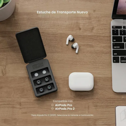 Vista 3 de Foam Masters - Almohadillas de espuma viscoelástica ultra premium para AirPods Pro de 1ª y 2ª generación 3 pares Nueva versión Ajuste seguro
