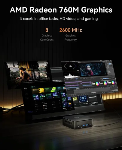 Vista 7 de KAMRUI Mini PC E3B, AMD Ryzen 5 PRO 7640HS, 24GB LPDDR5, 512 GB SSD