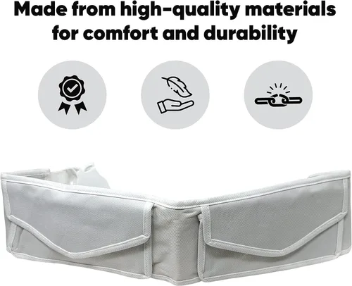 Vista 2 de Zenia Cinturón ajustable Ihram de tamaño libre con soporte para teléfono Cinturón antirrobo para Hajj Umrah, Blanco