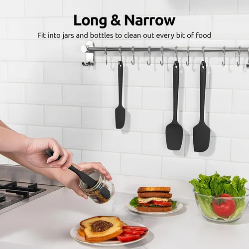 Vista 9 de Juego de espátulas de silicona U-Taste con resistencia al calor de 600 grados Fahrenheit (Negro)