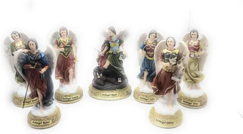 Vista 2 de Juego de estatuas de arcángel – Juego de 7, 8 pulgadas – El juego incluye las 7, San Miguel, San Rafael, San Gabriel, San Uriel, San Jofiel, San