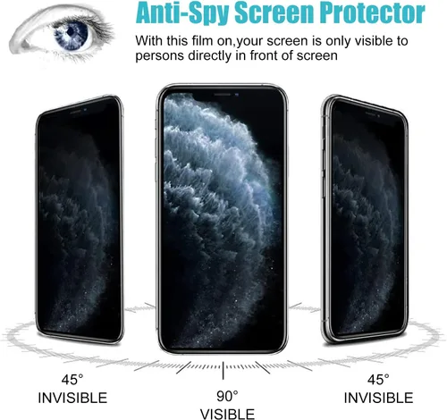 Vista 4 de PEHAEL Paquete de 2 protectores de pantalla de privacidad para iPhone 11 Pro Max/iPhone Xs Max, película de vidrio templado antiespía, dureza 9H