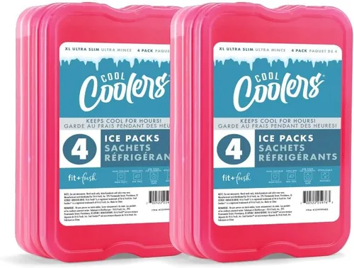 Vista 12 de Cool Coolers by Fit & Fresh 4 Pack XL Slim Ice Packs, Quick Freeze Space Saving Reusable Ice Packs for Lunch Boxes or Coolers