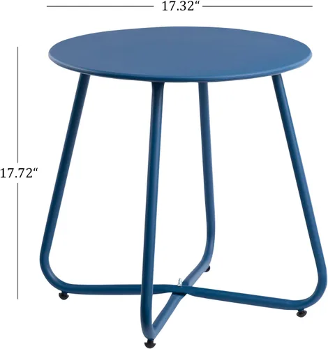Vista 3 de HollyHOME Mesa auxiliar redonda de metal, resistente al óxido, soporte para plantas pequeñas para patio, mesa auxiliar portátil para exteriores
