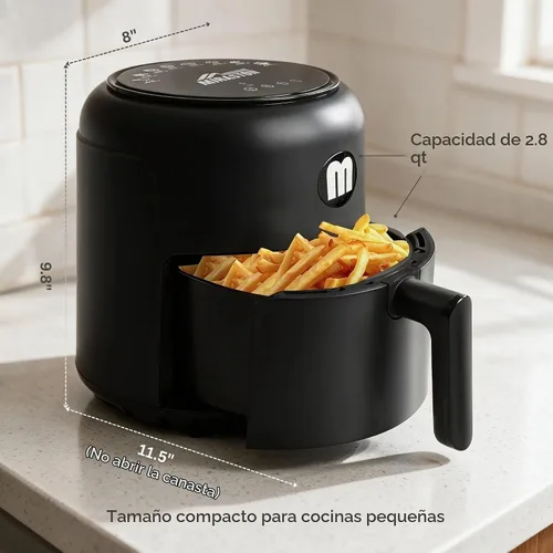 Vista 6 de Freidora de aire digital de 2.8 cuartos de galón, mini freidoras de aire personales que ahorran espacio, cesta antiadherente para lavavajillas