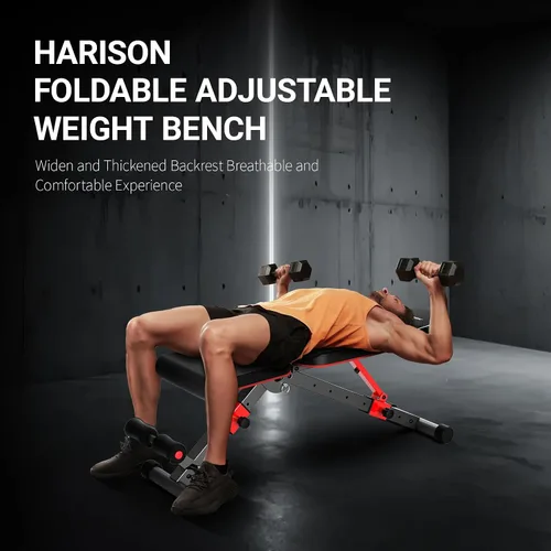 Vista 11 de HARISON Adjustable Weight Bench for Home Gym, Heavy Duty 800LBS Commercial Workout Bench, Multi-Position Incline Flat Decline Sit Up Bench for Full