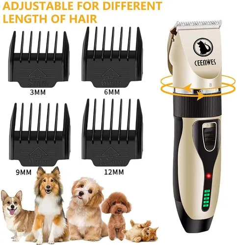 Vista 4 de Power Display - Cortadora de perros inalámbrica para perros, kit profesional para cortar caballos con hoja desmontable con 4 guías de peine
