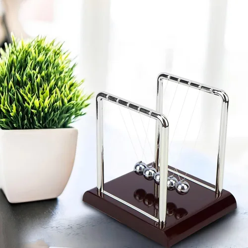 Vista 3 de Square Shape Balance Pendulum Ball Toy, Newton Cradle with Solid Metal Balls, Physics Toy for Office Desk Table Decoration, Stress Relief Gift
