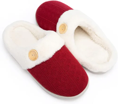 Vista 10 de Chantomoo Pantuflas para Mujer Cálidas y Cómodas con Espuma Viscoelástica Pantuflas de Casa Zapatos de Punto con Forro de Piel Sintética Suela
