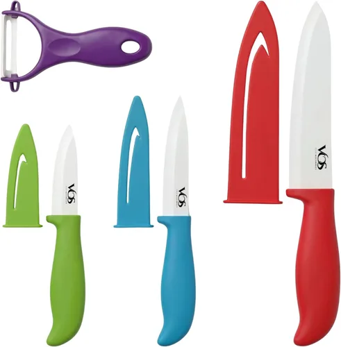 Vista 23 de Vos Juego de cuchillos de cerámica con pelador, juego de cuchillos de cerámica para cocina, juego de cuchillos de cocina ultra afilados con fundas