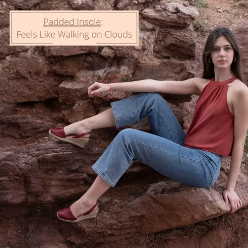 Vista 6 de The Spanish Sandal co Alpargata Sandalias de Cuña para Mujer - Comfort Avarcas Peep Toe Sandalias - Menorquinas Sandalias de Cuña para Mujeres