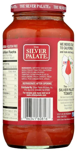 Vista 4 de The Silver Palate, salsa para pasta, marinara baja en sodio, 25 onzas