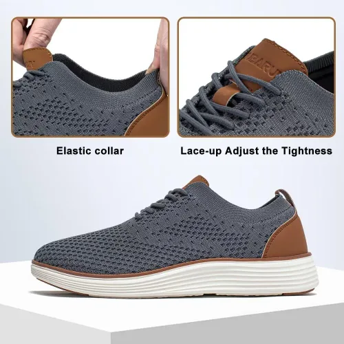 Vista 7 de GUBARUN Zapatos Oxfords para hombre, zapatos de vestir de punto, zapatos casuales para caminar