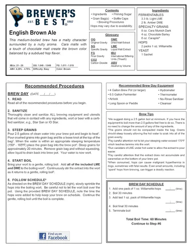 Vista 2 de Brewer's Best Kit de ingredientes de cerveza casera English Brown Ale