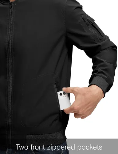 Vista 6 de Rdruko Chaqueta Bomber Ligera para Hombre Cazadora Cortavientos Casual Elegante a la Moda