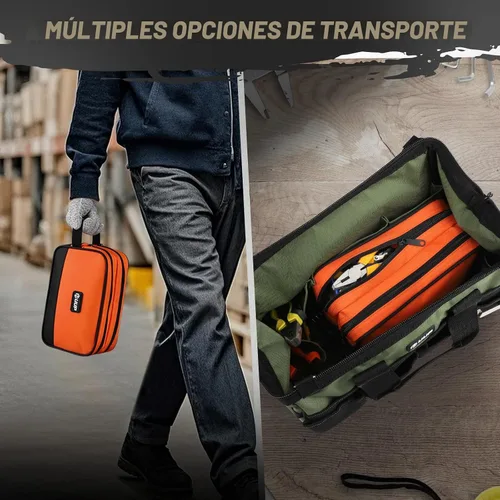Vista 5 de Bolsa de herramientas pequeña de 10 ", organizador de caja de herramientas con cremallera divisoria