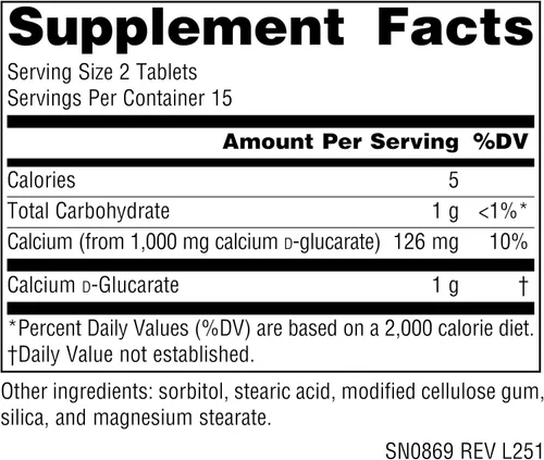 Vista 2 de Source Naturals Calcio D-Glucarato 500mg Desintoxicante Celular - 30 Tabletas