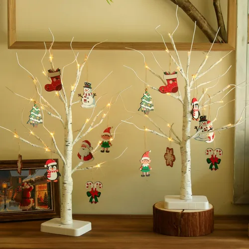 Vista 10 de EAMBRITE Árbol de abedul iluminado para decoración de Navidad para interiores para el hogar, paquete de 24 luces LED, funciona con baterías/USB