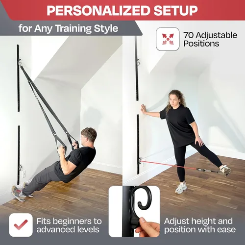 Vista 3 de Aluminum Wall-Mounted Anchor Fitness System - Adjustable, Multi-Functional, Space Saving Home Gym Solution for Strength Training, Workout Goals
