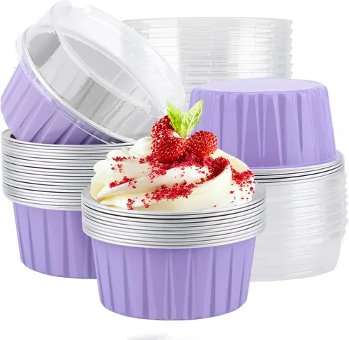 Vista 36 de EUSOAR Forros para cupcakes para hornear, 50 forros para magdalenas de 5 onzas, moldes de papel de aluminio desechables, recipientes de postre