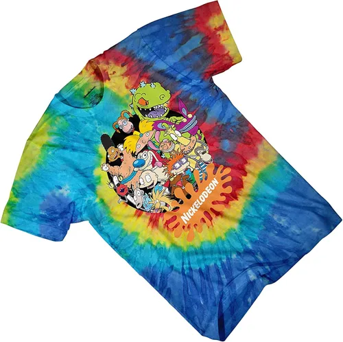 Vista 3 de Nickelodeon Camisa clásica de los años 90 para hombre, teñido anudado, Reptar, Ren & Stimpy y Hey arnold - Camiseta vintage con teñido anudado