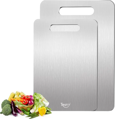 Vista 9 de Tabla de cortar de titanio – Tablas de cortar de titanio 100% puro para cocina, fácil de limpiar, tabla de cortar de doble cara de grado alimenticio