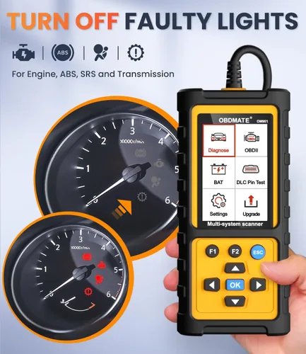 Vista 3 de Escáner OBD2 con transmisión ABS SRS, restablecer luces de falla Compruebe el lector de código del motor con funciones OBDII completas Prueba