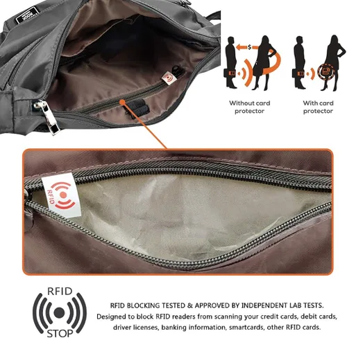 Vista 5 de VOLGANIK ROCK Bolsos cruzados para mujer bolso de hombro de viaje RFID impermeable bolso de mensajero casual de nailon