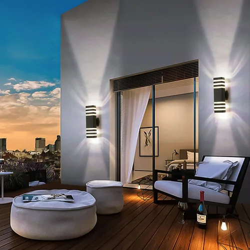 Vista 4 de tewei Paquete de 8 luces de pared para exteriores de 3 capas