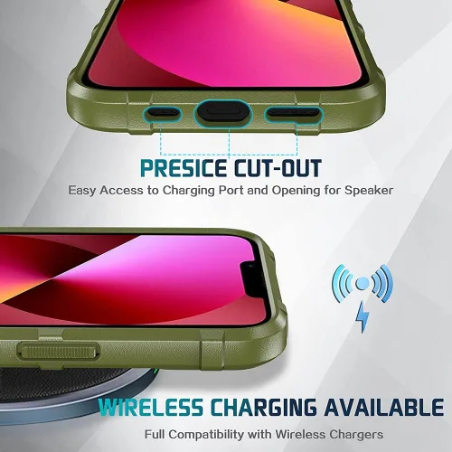 Vista 6 de Funda para iPhone 13, Rugged Shield 8 pies a prueba de caídas TPU Armadura gruesa Funda protectora táctica compatible con iPhone 13 (6.1 pulgadas)