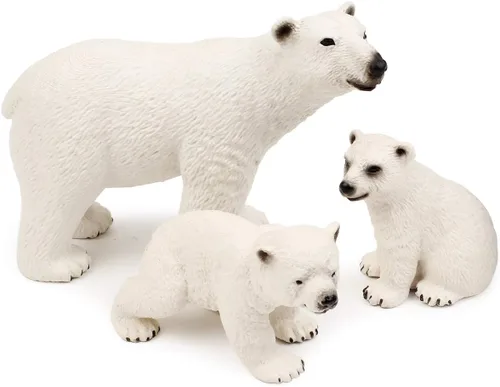 Vista 2 de Set de figuras de juguete de animales polares UANDME, incluye figuras de familia de osos polares y familia de pingüinos emperadores