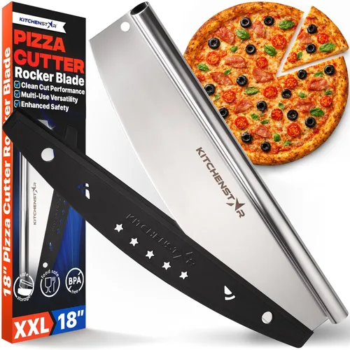 Vista 9 de Cortador de Pizza KitchenStar - Cuchillo de corte de acero inoxidable 304 con hoja súper afilada, mecanismo de eje anti-vacilación, mango ergonómico