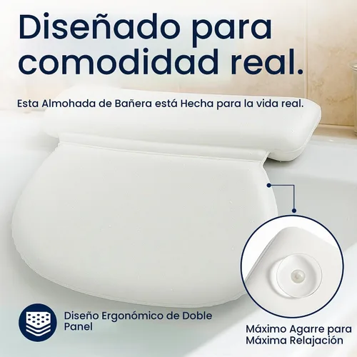 Vista 5 de Almohada gruesa para baño spa de lujo Epica 2X con agarre de succión
