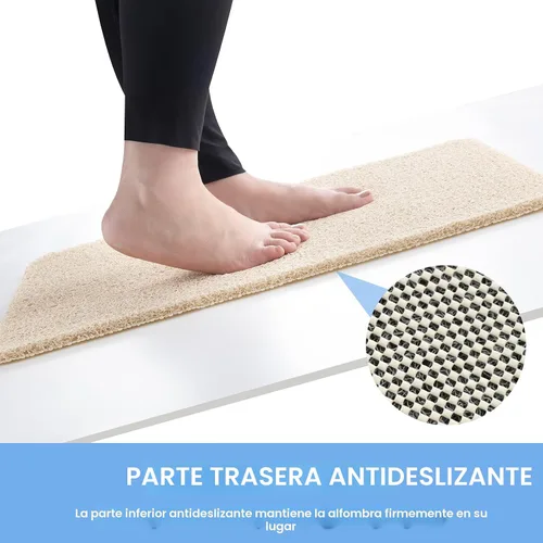 Vista 3 de Hargiis - Tapete antideslizante de secado rápido para tina y ducha, tapete exfoliante para pies, para baño, cocina u hotel, beige, 24 x 16 pulgadas