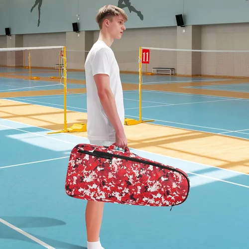 Vista 8 de Sporting Goods Tennis Bag Large Sturdy Red Camouflage Camouflage Sport Pickleball Badminton Bag for Teen Boys Girls Men Women para raqueta de tennis