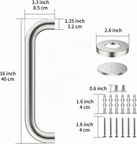 Vista 2 de Paquete de 2 barras de regadera de 16 pulgadas con diámetro de 1.25", ZUEXT Acero inoxidable satinado cepillado en color níquel, barra de agarre