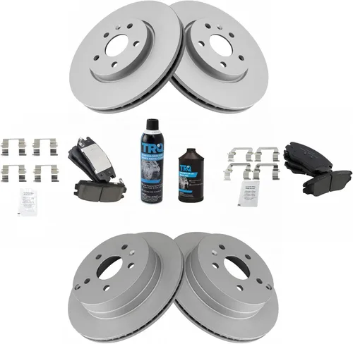 Vista 3 de TRQ Kit de pastillas de freno delanteras y traseras y rotores Kit de productos químicos de freno, pastillas de freno Rotor de freno Cerámica Premium