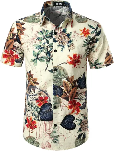 Vista 4 de Jogal - Camisa hawaiana de manga corta con botones para hombre
