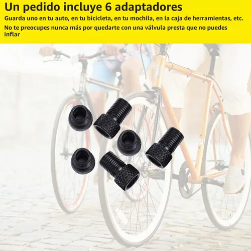 Vista 6 de Presta to Schrader - Adaptador de válvula para bicicleta, neumático de válvula Presta inflado con compresor de aire o bomba de bicicleta regular, 6