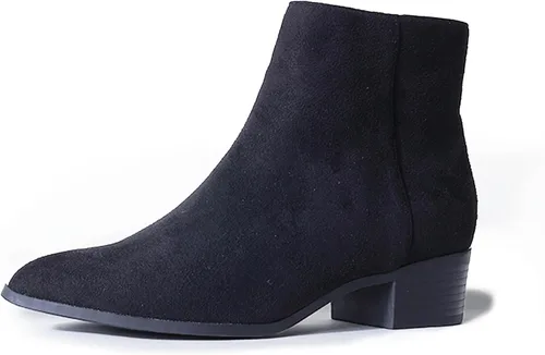Vista 8 de J. Adams Botas de tobillo Viper para mujer, botas cortas y gruesas de tacón bajo con puntera puntiaguda, cómodas y elegantes para el uso diario