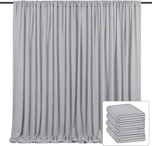 Vista 18 de Cortinas de fondo de poliéster negro para cortinas, 2 paquetes de 5 x 8 pies, cortina de tela de cortina de Halloween para decoración de fiestas
