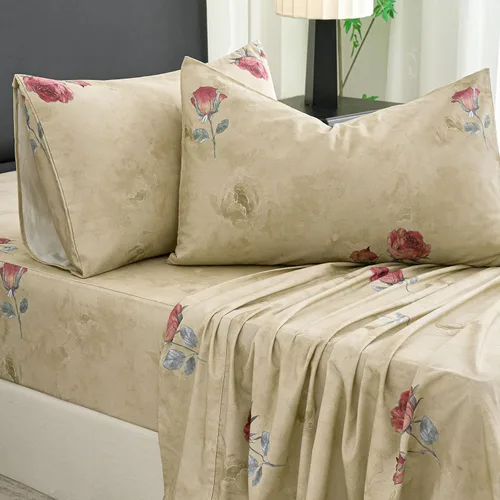 Vista 51 de Zusbest Juego de sábanas florales de 100 % algodón percal, color naranja y amarillo, juego de sábanas suaves y transpirables con diseño botánico