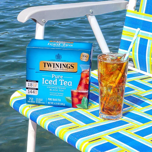 Vista 2 de Twinings Té Negro Helado, 72 Bolsas de Té Extra Grandes, Hace 18 Jarras o 144 Porciones, Sin Azúcar, Con Cafeína, 72 Unidades (Paquete de 1)