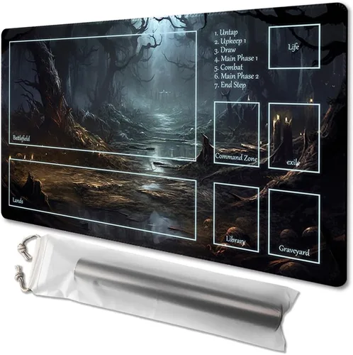 Vista 27 de MTG - Tapete de juego tamaño 24 x 14 pulgadas, bolsas de almacenamiento antideslizantes, ideal para entusiastas de los juegos de cartas, tapete