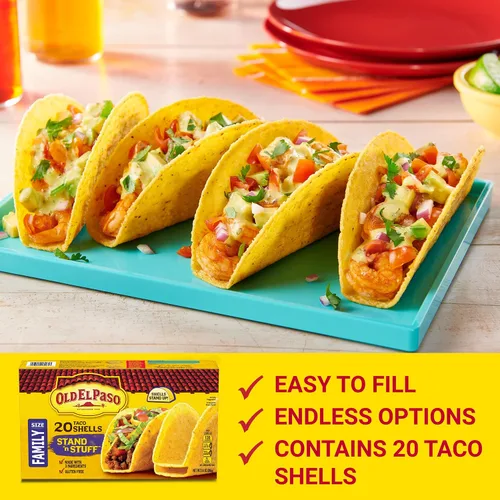 Vista 3 de Old El Paso Stand 'N Stuff Taco Shells, sin gluten, tamaño familiar, 20