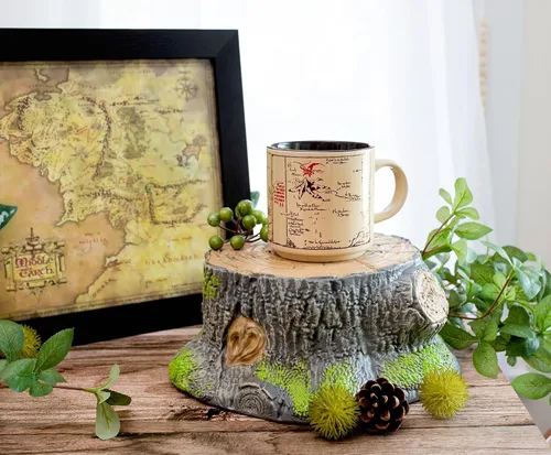 Vista 4 de Taza de cerámica con mapa de La Comarca de El Hobbit Taza de café para espresso, té, cacao Capacidad de 13 onzas