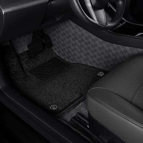 Vista 10 de Revestimiento de suelo apto para Tesla Modelo 3 2017-2023, totalmente integrado, personalizado, sin borde, manta para el maletero, 2 capas Negro