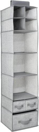 Vista 8 de mDesign - Organizador de almacenamiento para barra de guardarropa, 7 estantes, 3 cajones